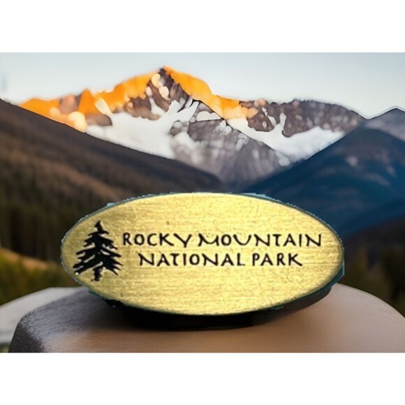 Rocky Mountain National Park -polished Brass Souvenir Travel Pin - Picture 1 of 3